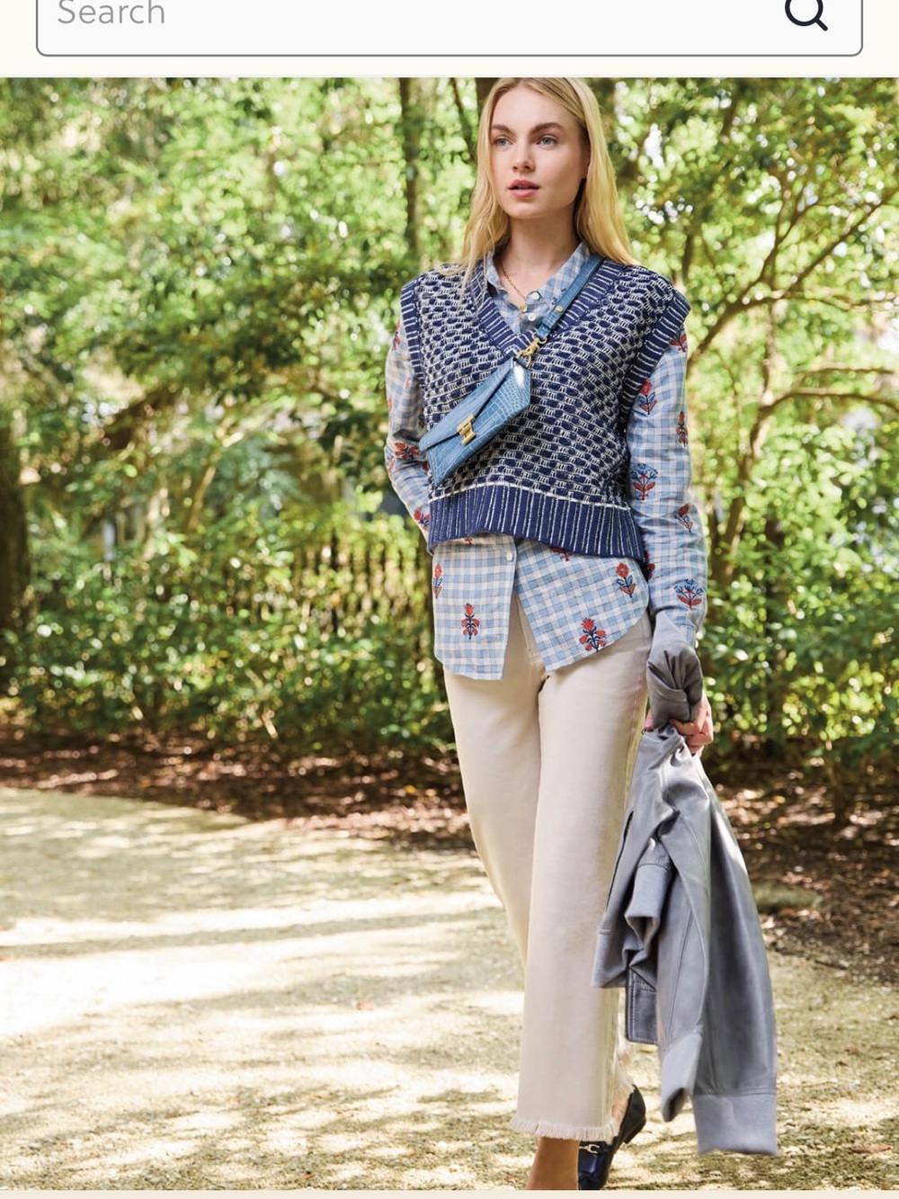 Spartina 449 Molly Sweater Vest Indigo Jacquard XS
